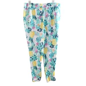 NEW Fun Jogger pants Large Floral Pineapple Colorful L‎